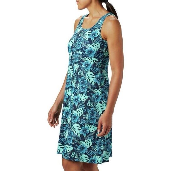 Columbia Sundress Size S Blue Floral Freezer III UV Protection Tropical Beach - Picture 2 of 11